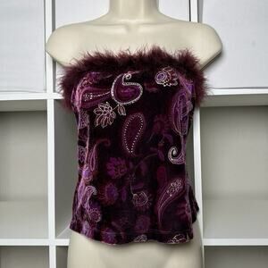 Vintage Y2k Poetry Clothing Faux Fur Velvet Tube Top